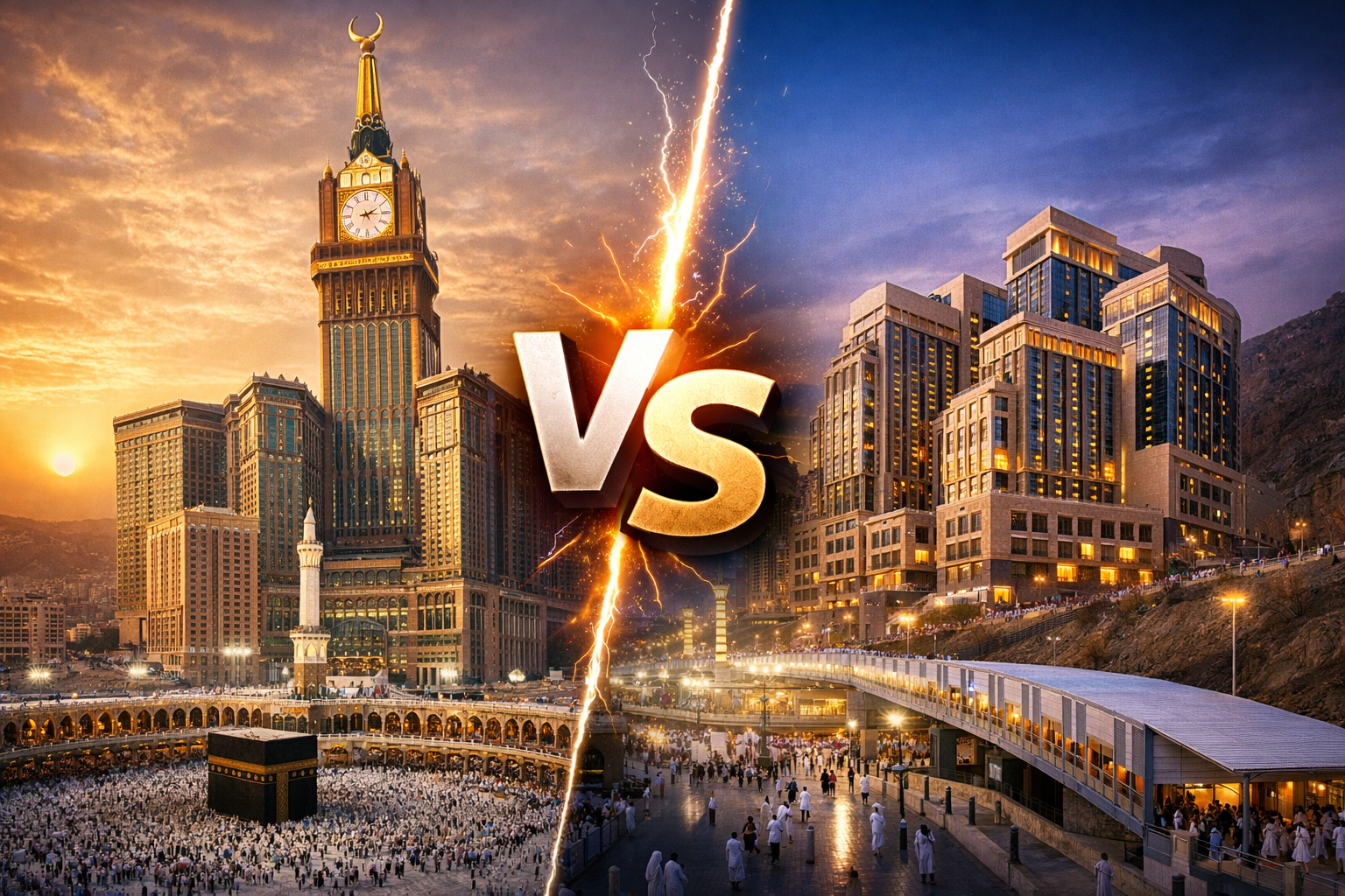 مقارنه بين السكن بابراج الساعة وجبل عمر 